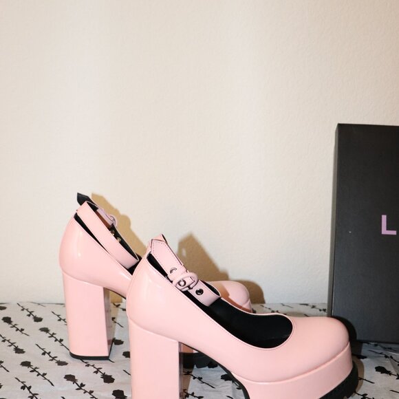 Lamoda Hot Pink Evil Attraction Mary Jane Platforms - Picture 3 of 5